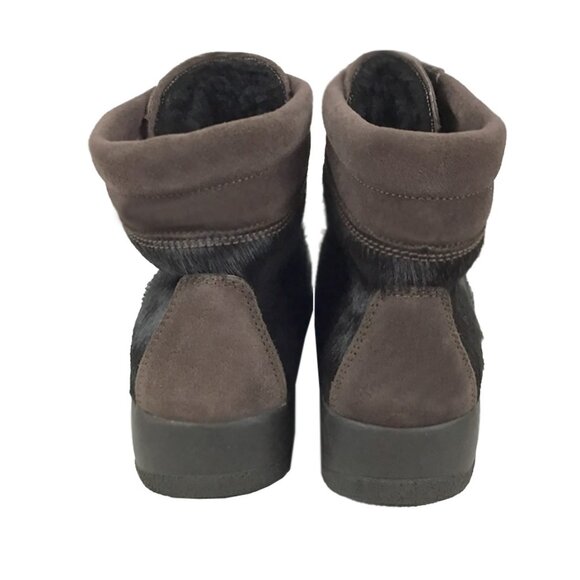 Tecnica Brown Pony Hair Fur Front Zip Closure Shearling Lined Ankle Boots NWOT - Picture 8 of 14